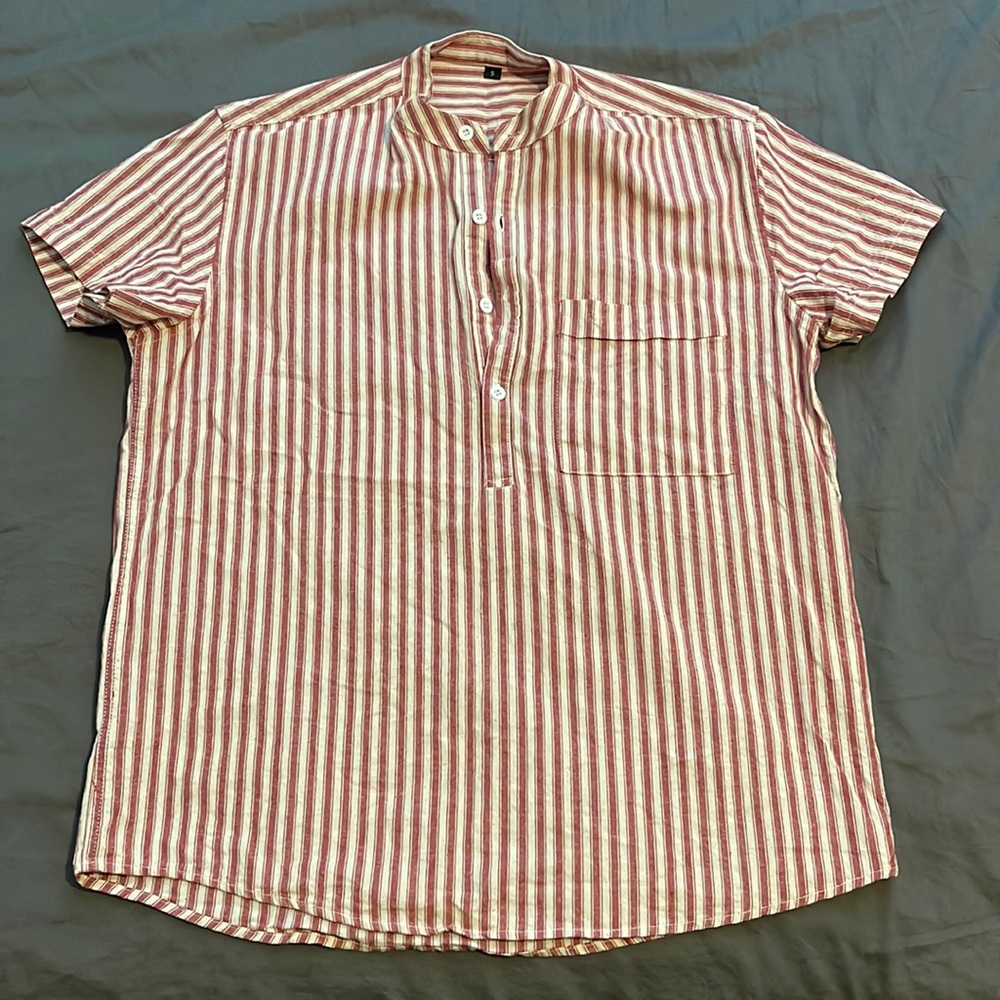 Stripped red button up shirt
